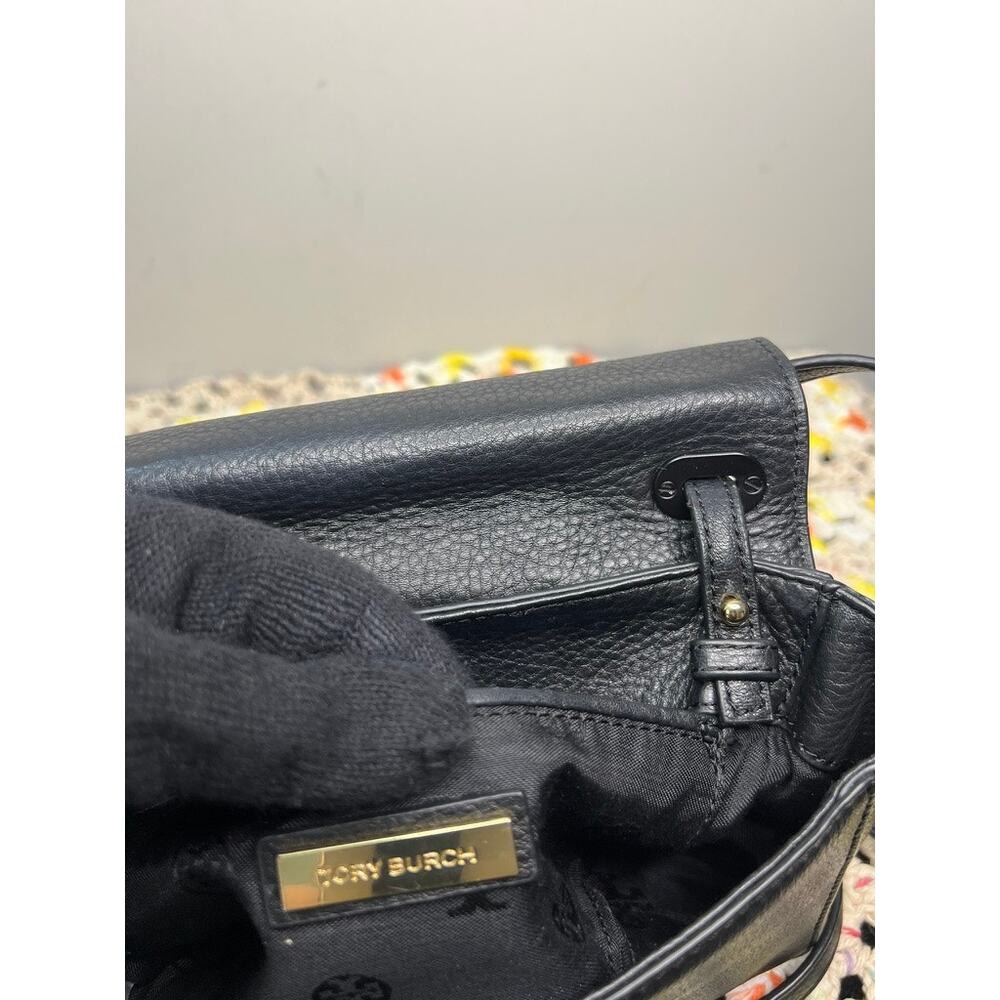 Tory Burch Black Pebbled Leather Flap Crossbody Bag Adjustable Strap - Picture 11 of 11